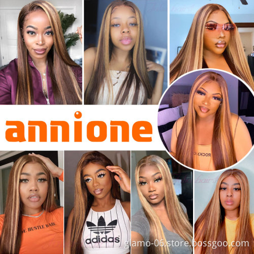 26 inch ombre  Virgin  Human Hair Lace Front Wigs,Cheap Wholesale Natural Human Hair Wigs For Black Women,Hd Lace Frontal Wig